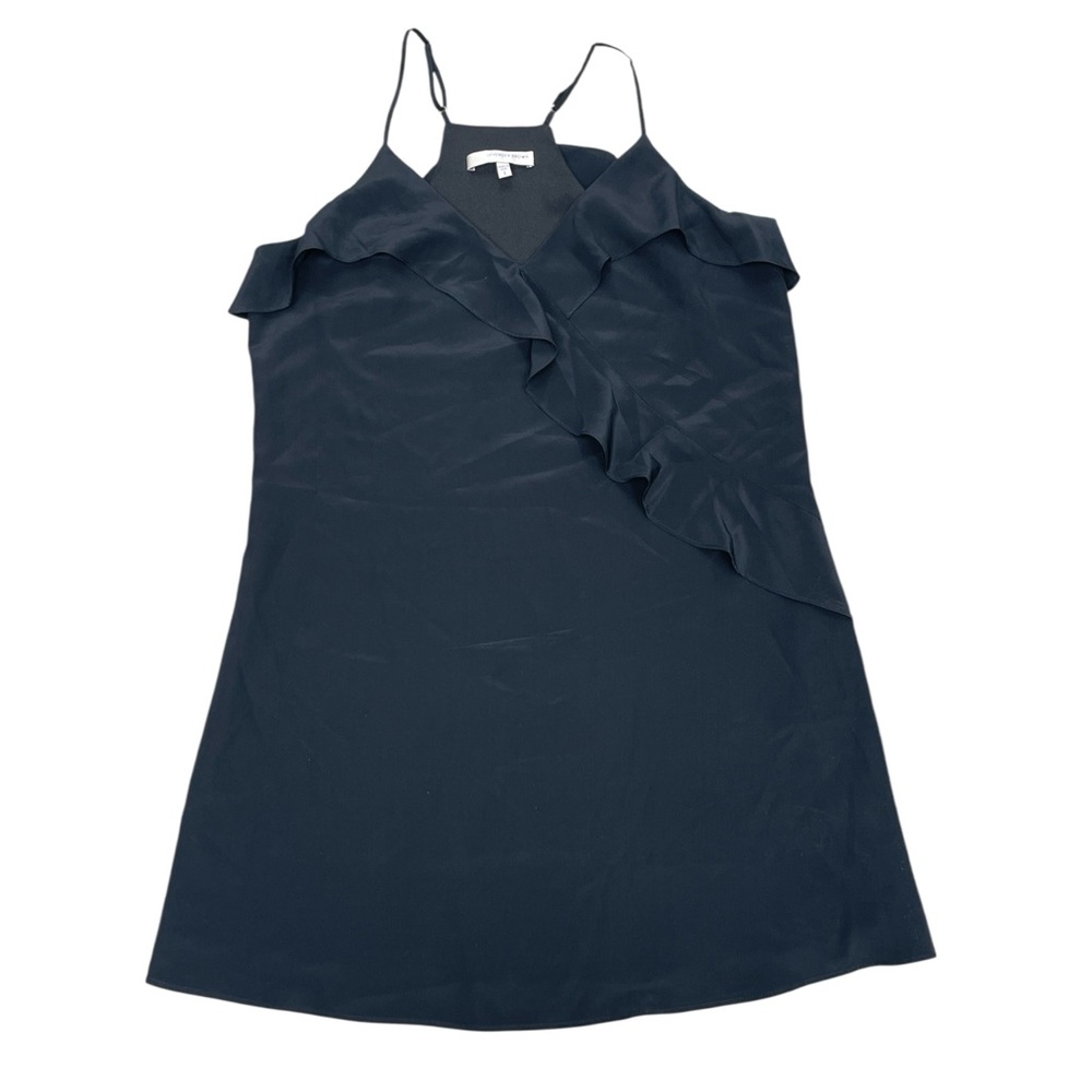 Lavender Brown Silk Black Ruffle Dress